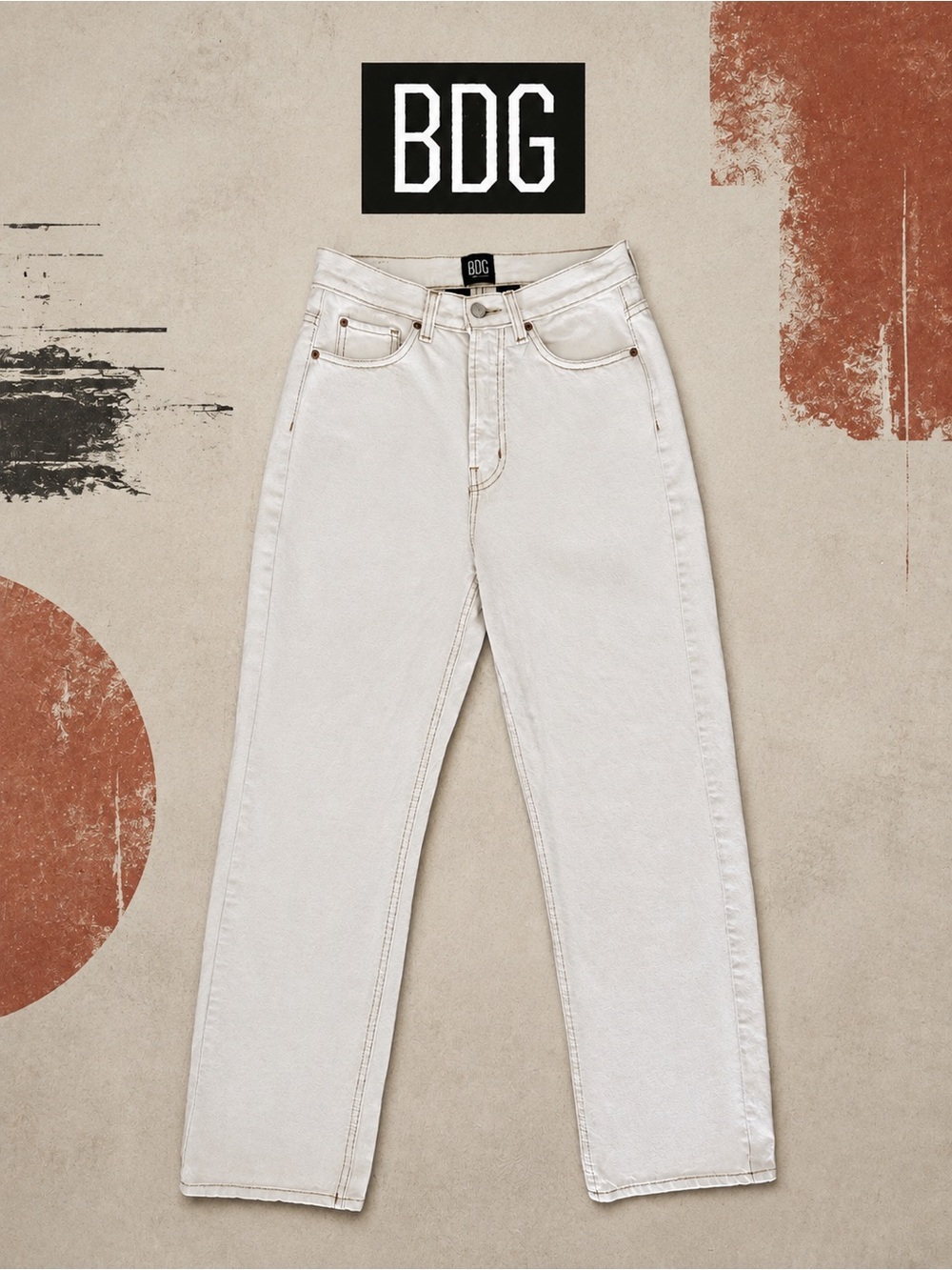 BDG Urban Outfitters White Cowboy Jeans High Rise Straight Leg Denim Size 27